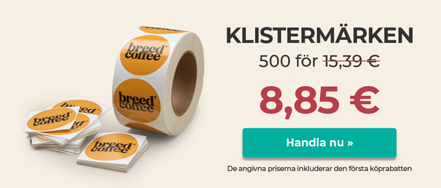 Skriv ut Klistermärken till bästa pris. Bra kvalitet och snabb leverans.