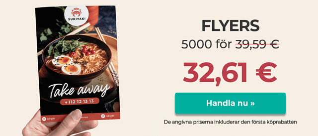 Skriv ut Flyers till bästa pris. Bra kvalitet och snabb leverans.