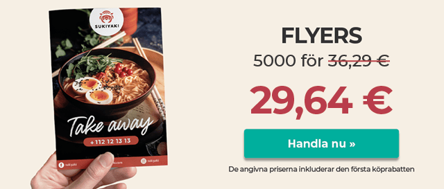 Skriv ut Flyers till bästa pris.. Bra kvalitet och snabb leverans.